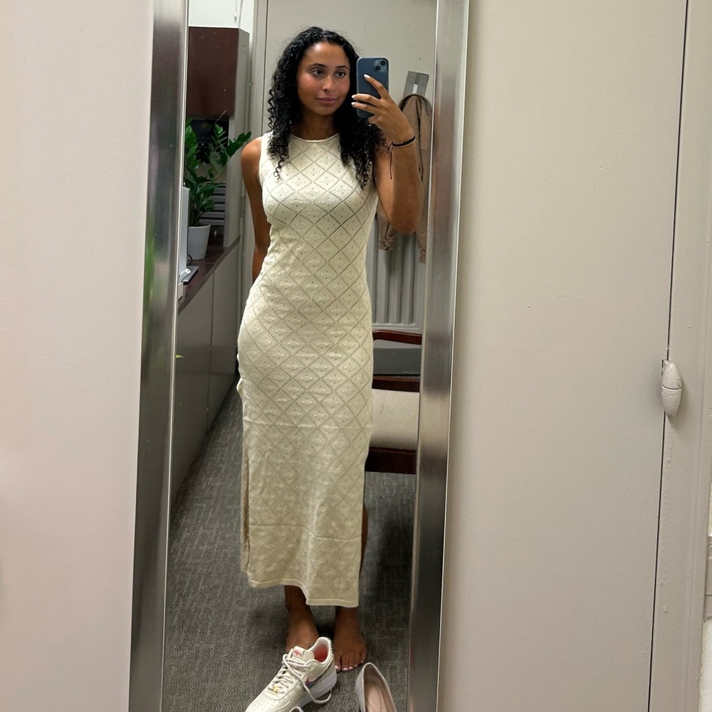Casual Bodycon Cream Sleeveless Summer Dress